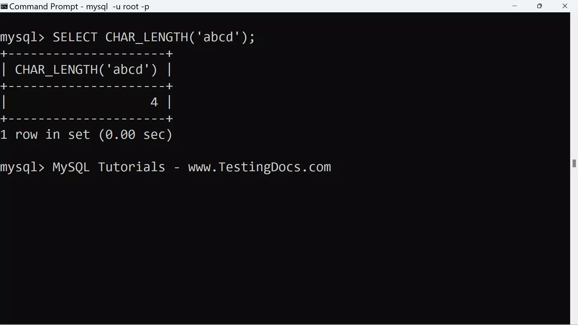 MySQL CHAR_LENGTH Function