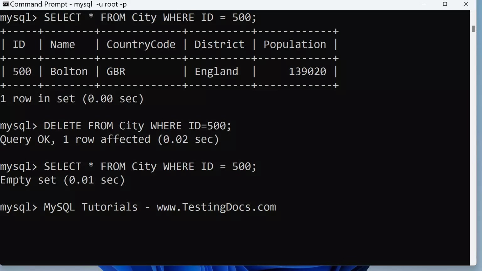 MySQL DELETE Statement