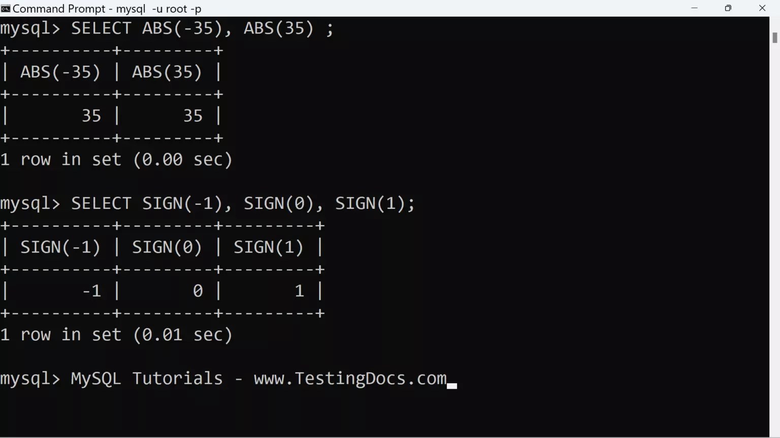 MySQL Numeric Functions