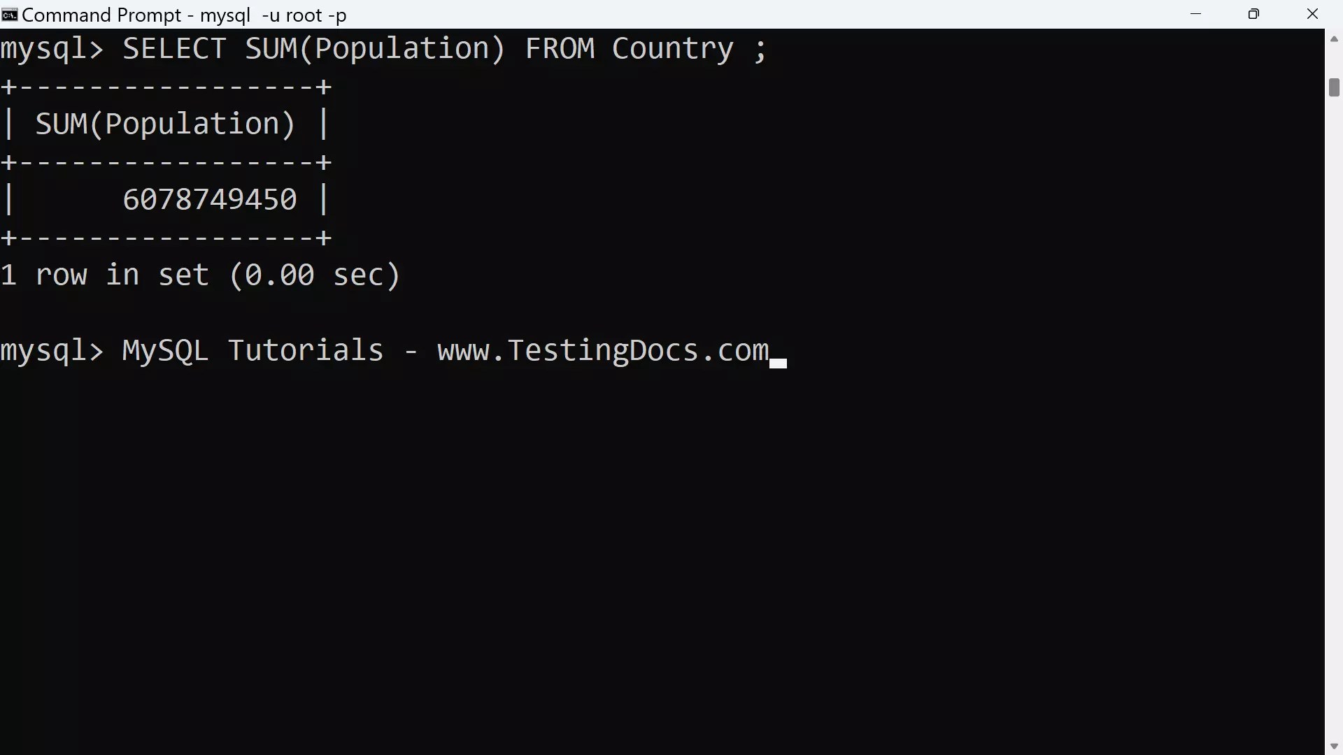 MySQL Aggregate Functions