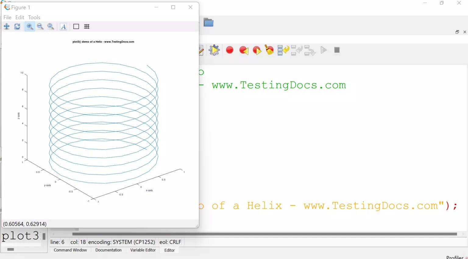 Threedimensional plots using Octave