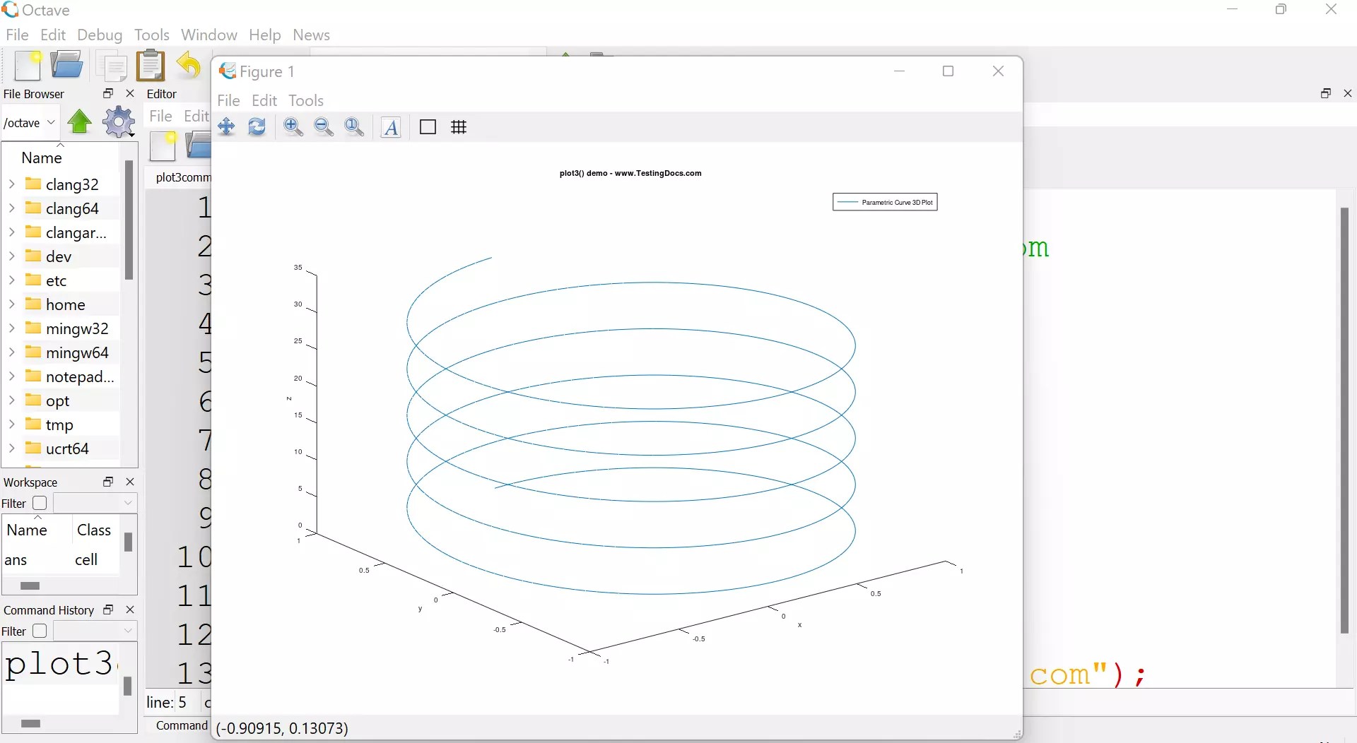 Octave plot3 command