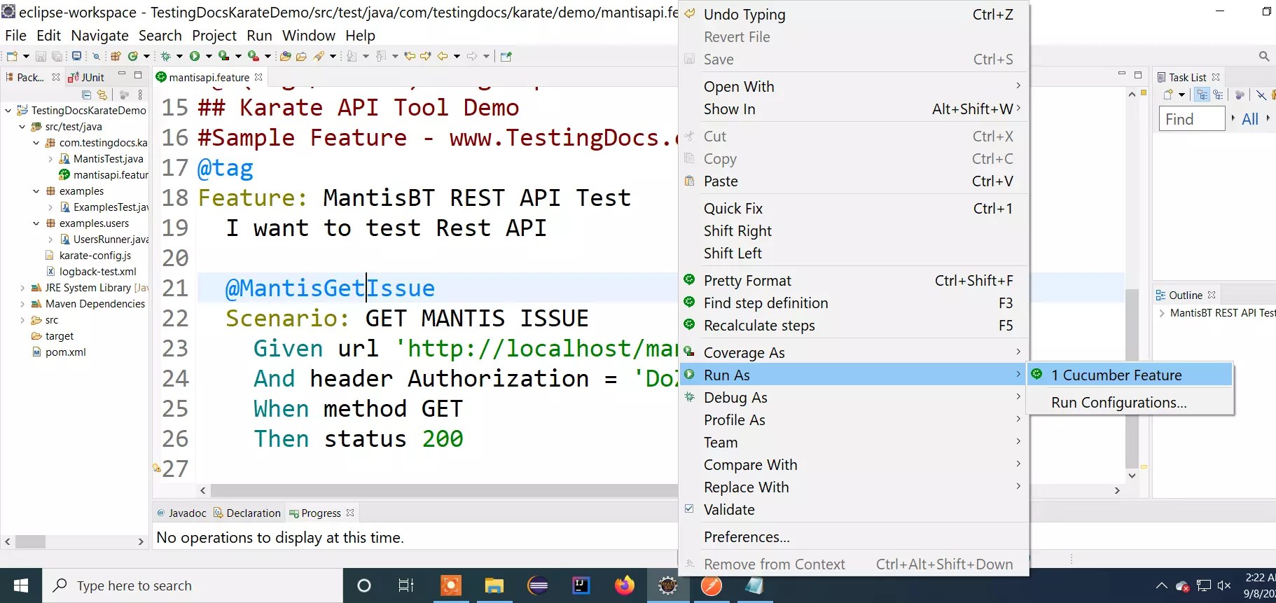 Create Karate API Test Script