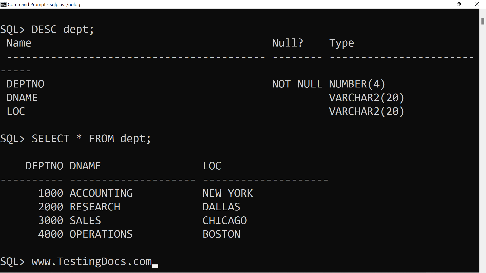 Oracle SQL SELECT Statement