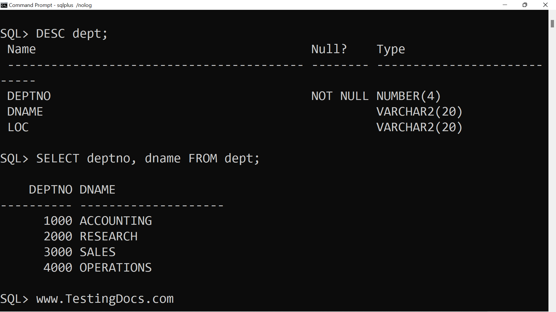 Oracle SQL SELECT Statement