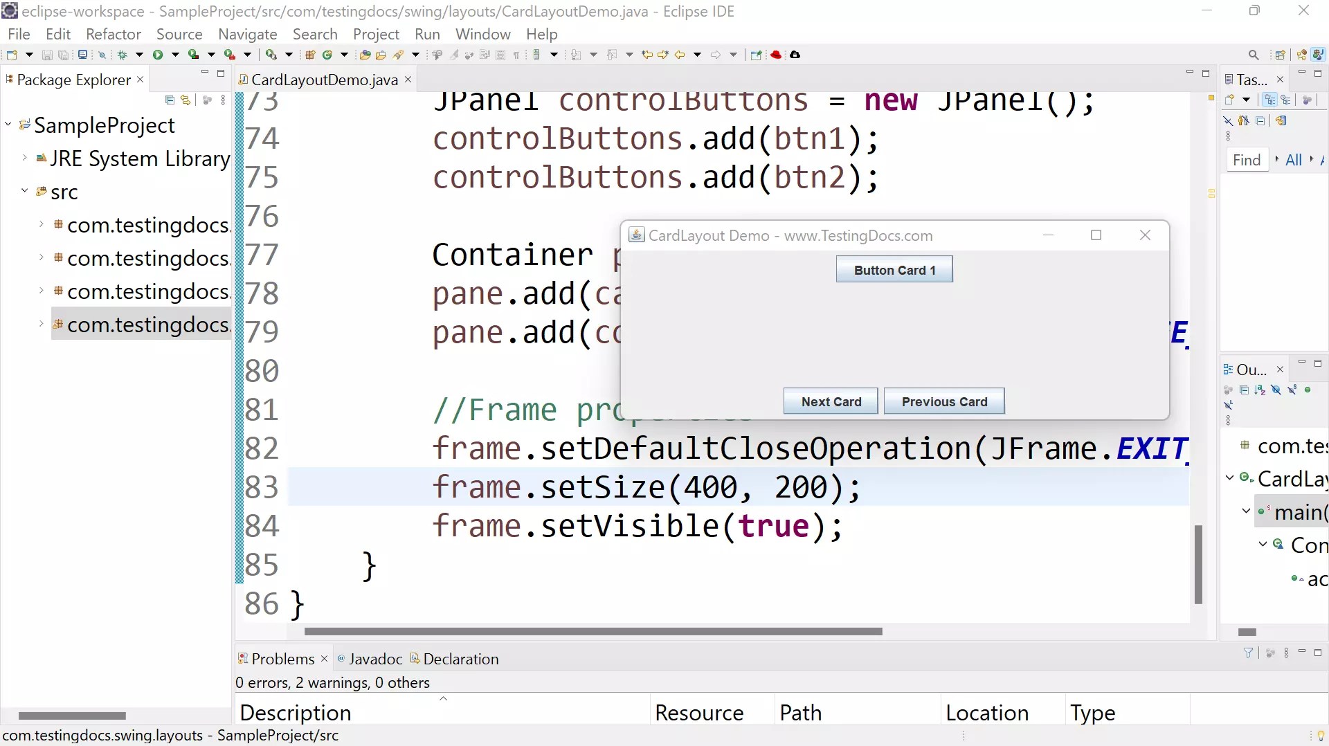 Java Swing CardLayout