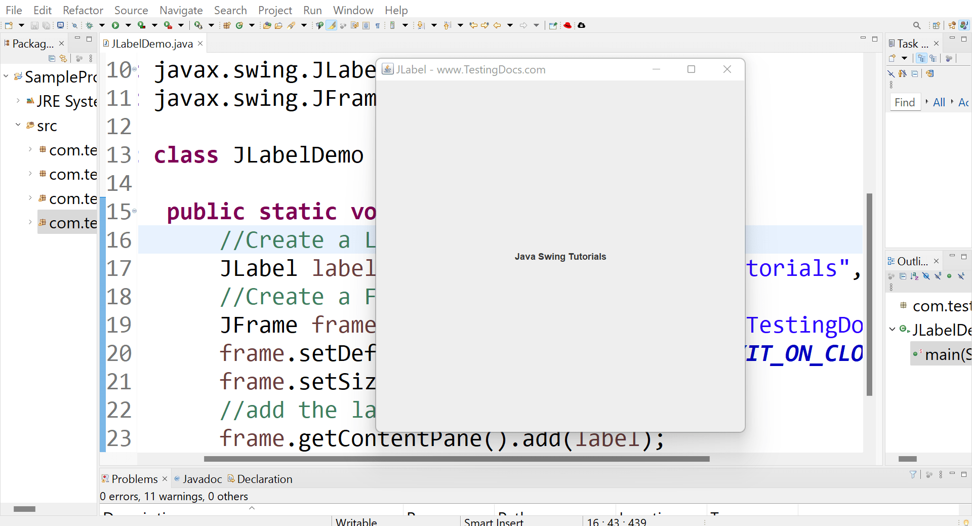 Java Swing JLabel