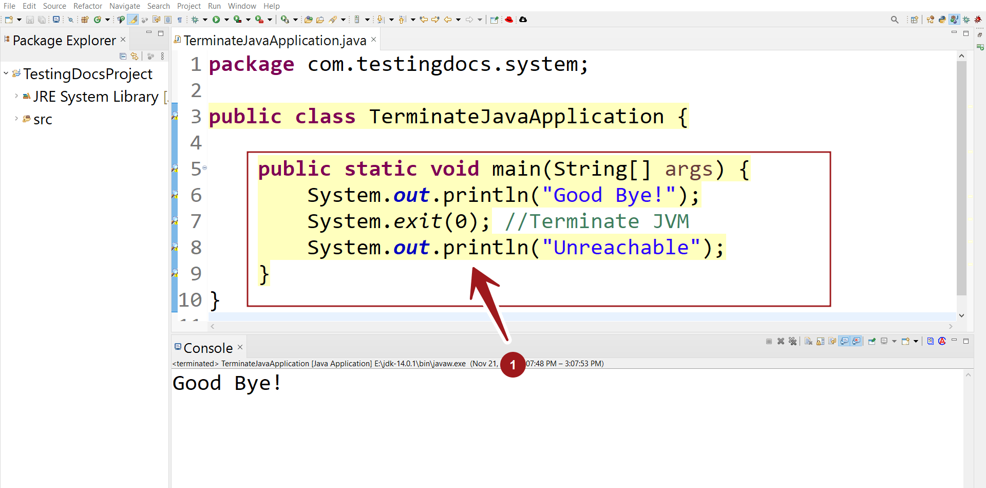 Terminate a Java Application