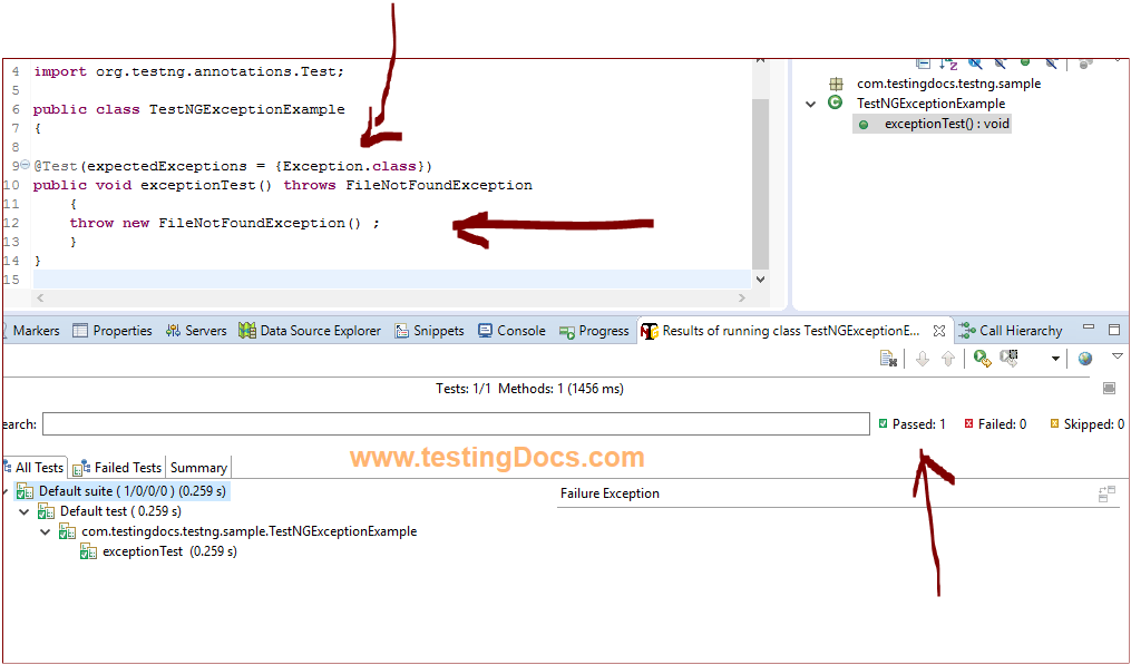 TestNG Multiple Exception Tests