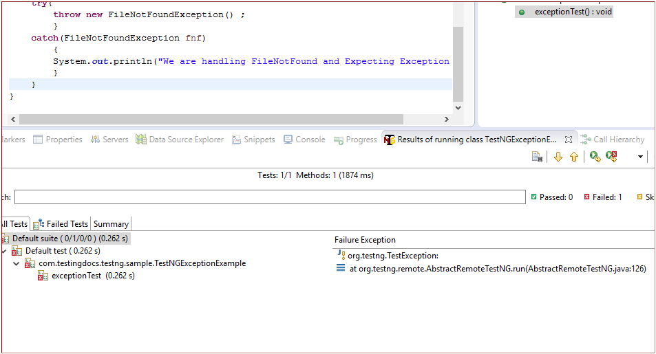 TestNG Multiple Exception Tests