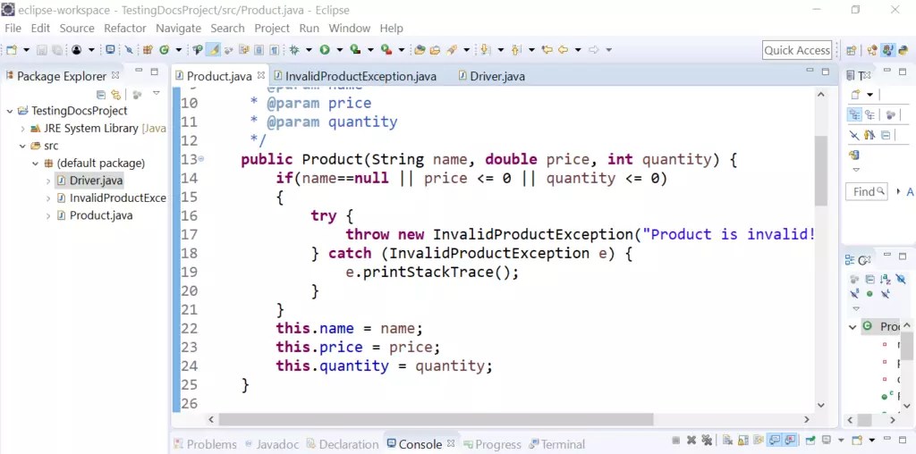 UserDefined Exceptions in Java