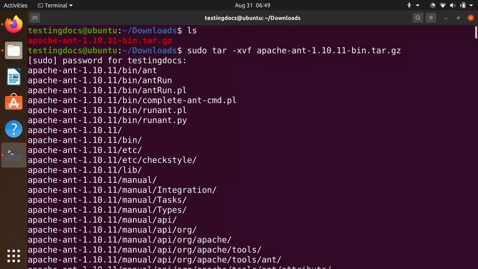 Install Ant tool on Ubuntu Linux