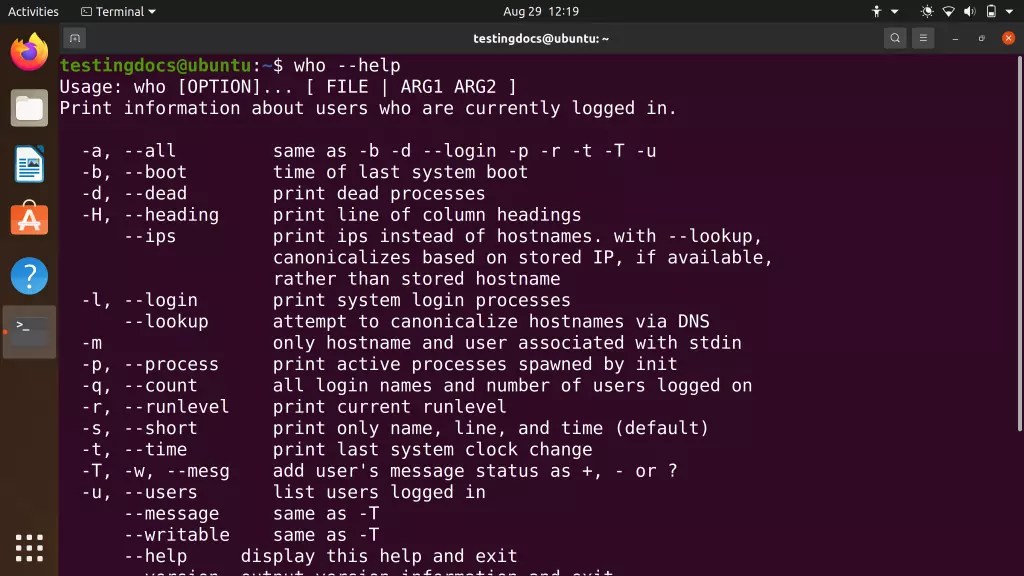 who Linux Command
