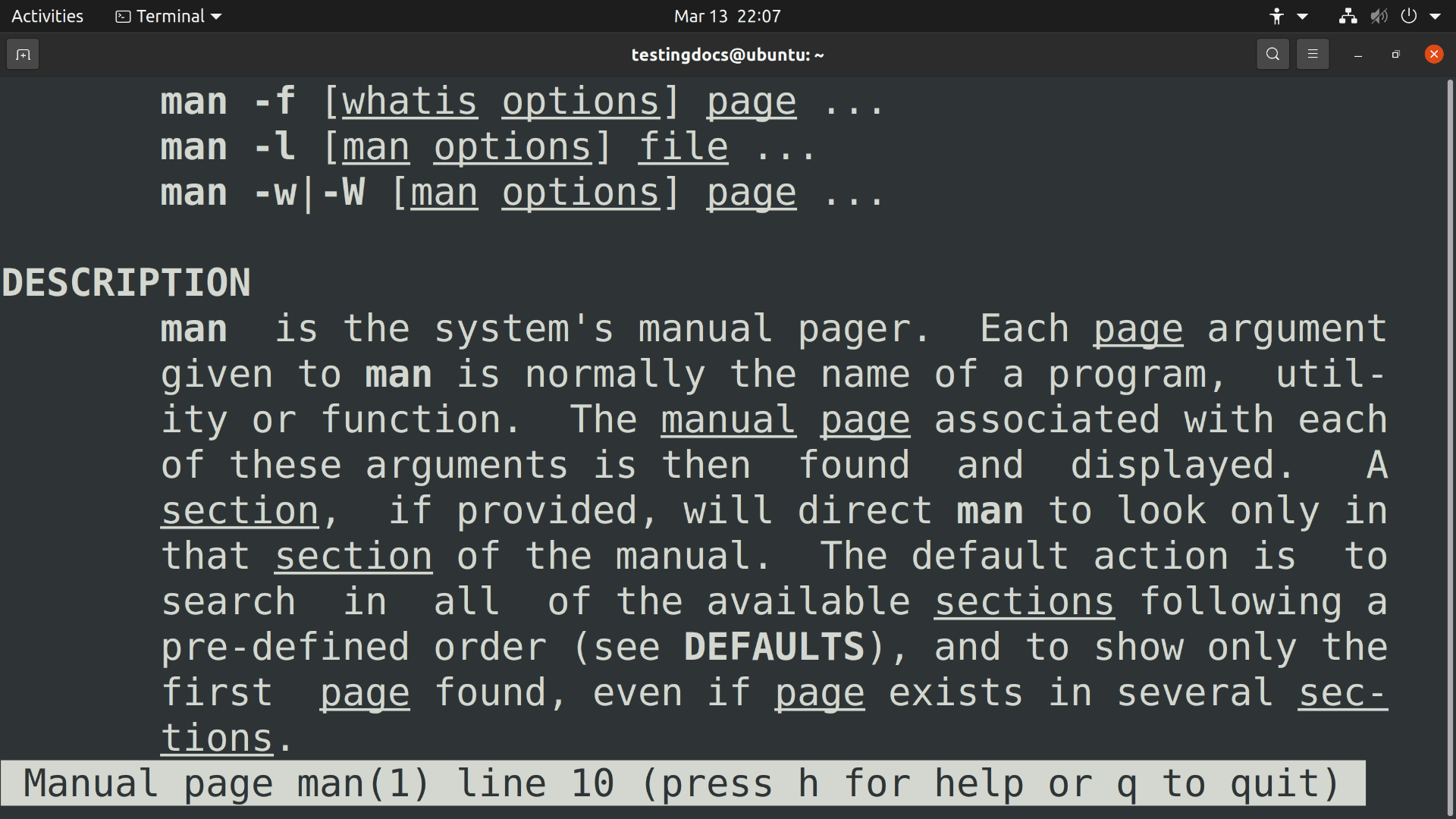 man Linux command