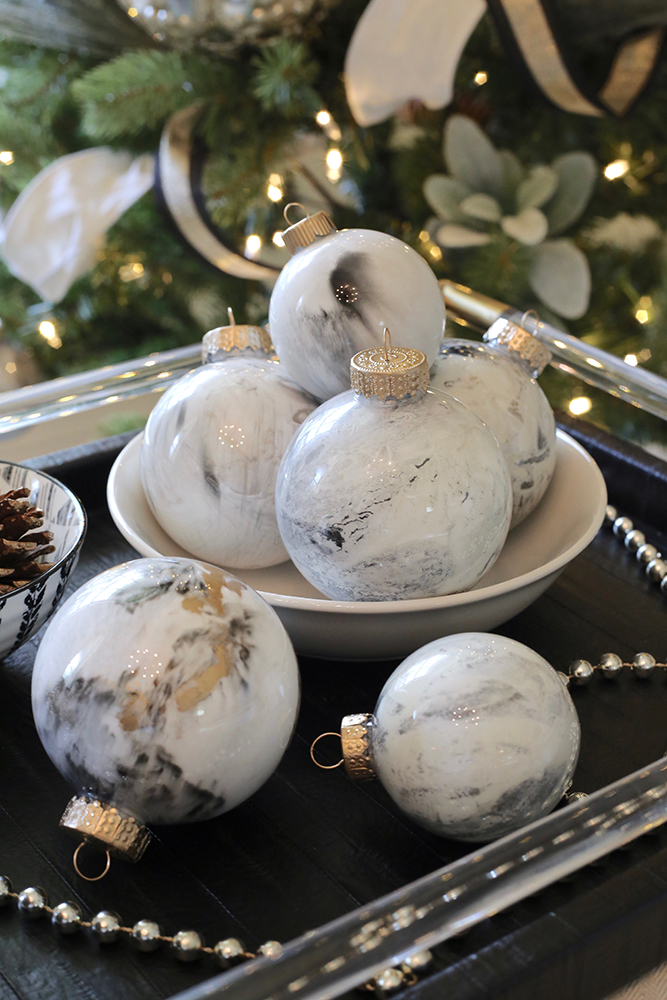 Marbled Christmas Ornaments DIY