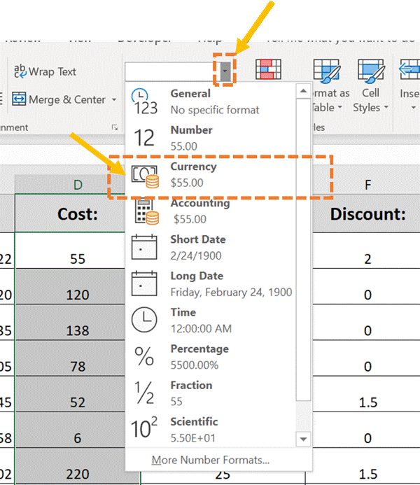 How to apply the Currency Format Excel 2016 Tutorial