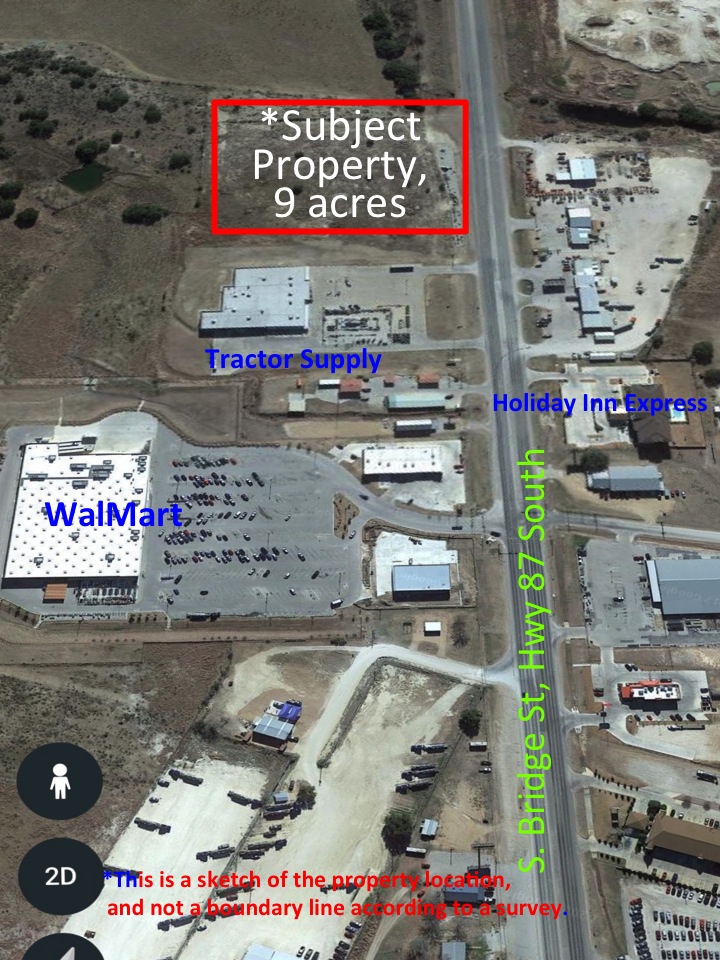 9 ACRES on SOUTH BRIDGE (Hwy 87) Brady Texas Real Estate, McCulloch