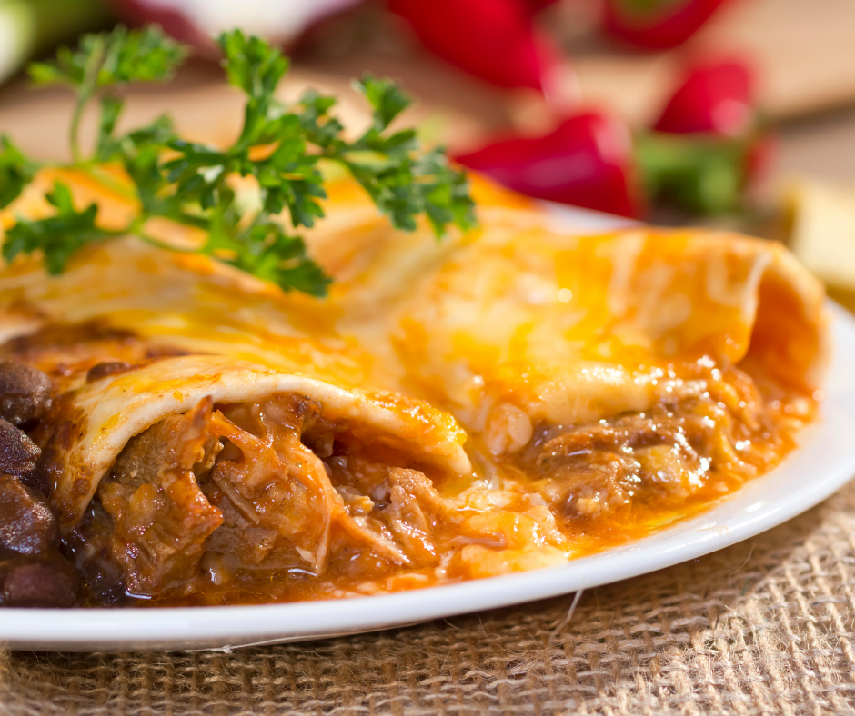 Beef Enchiladas/Chili Con Carne/Black Beans/Red Rice TEXICUREAN