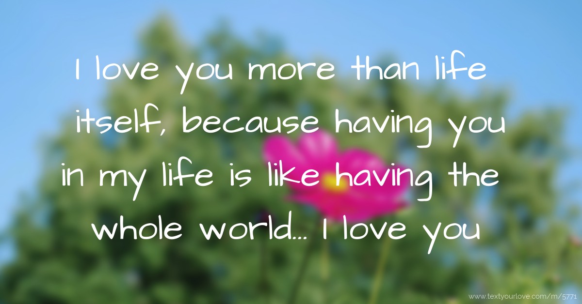 i love you more than life itself quotes I Love You More Than Life Itself, Because Having You In... | Text Message By Flawless123