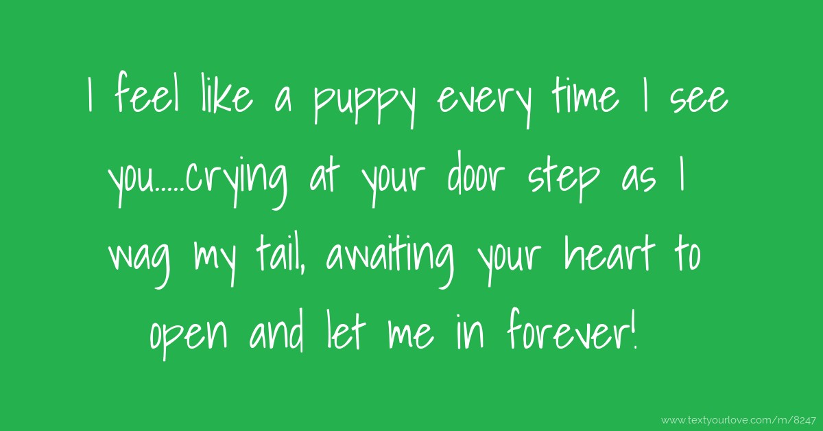 I feel like a puppy every time I see you.....crying at... Text