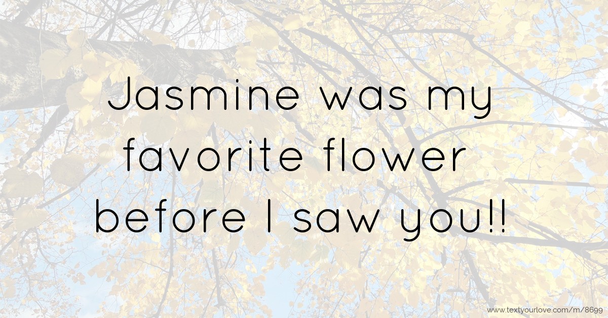 Jasmine was my favorite flower before I saw you!! Text Message by