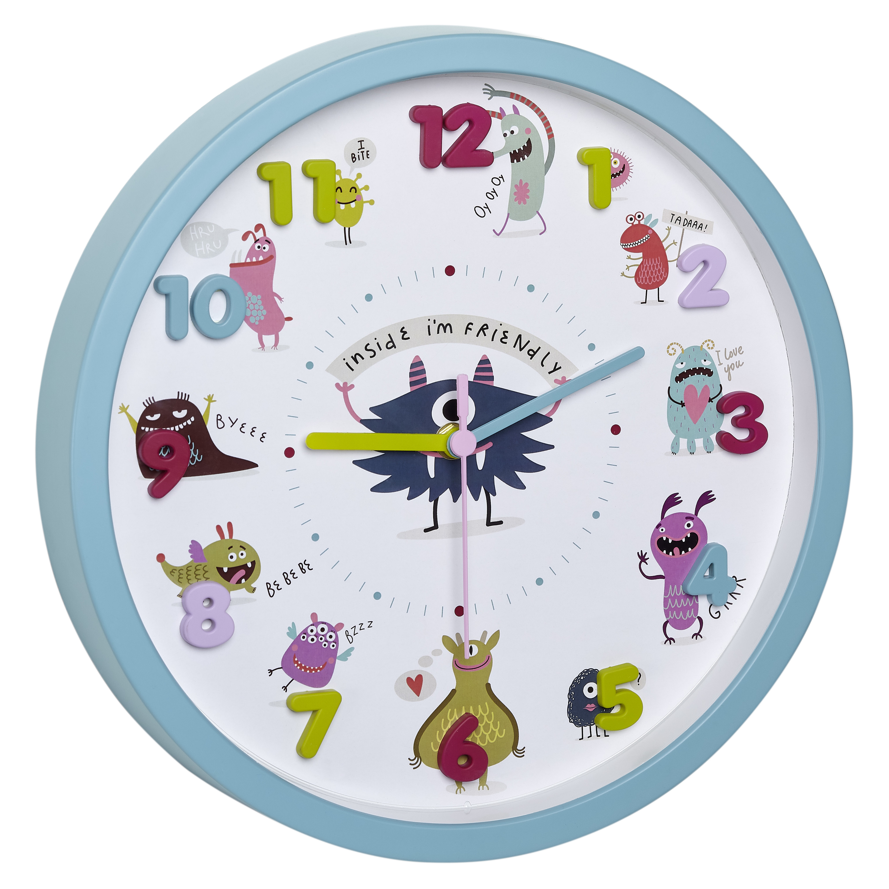 Children's Wall Clock LITTLE ANIMALS LITTLE MONSTERS TFA Dostmann