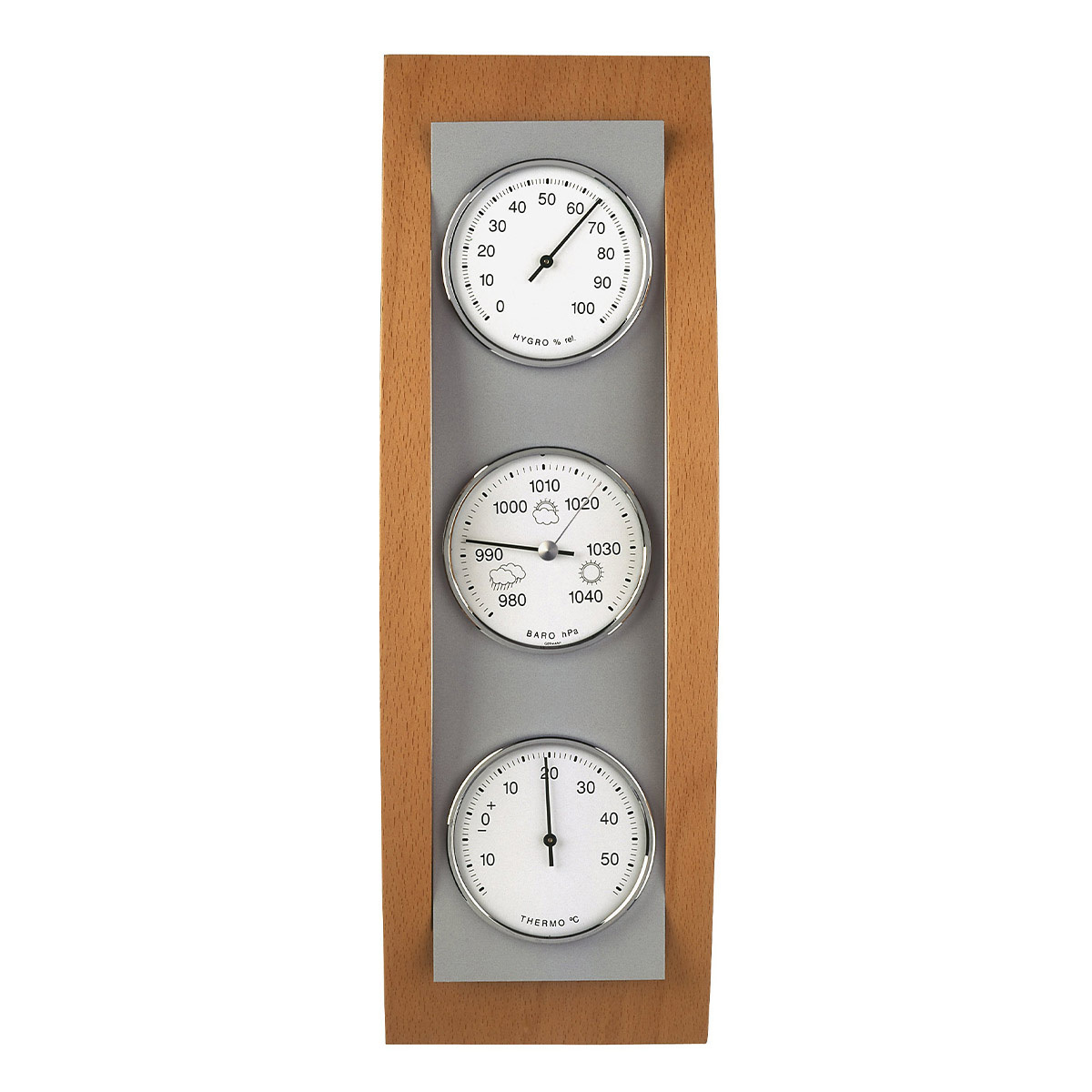 Analoge Wetterstation aus Aluminium und Holz | TFA Dostmann