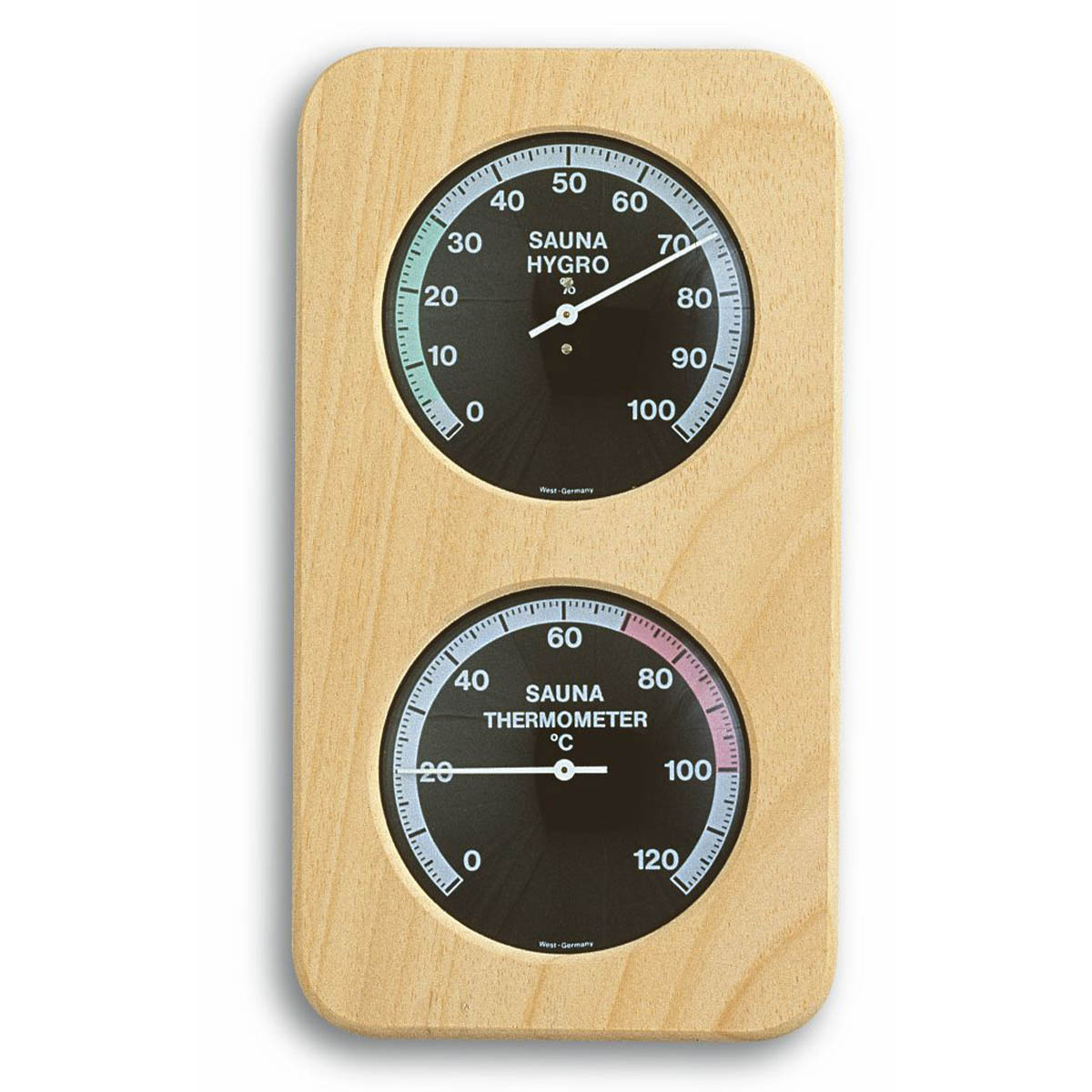 Analoges SaunaThermoHygrometer mit Holzrahmen TFA Dostmann