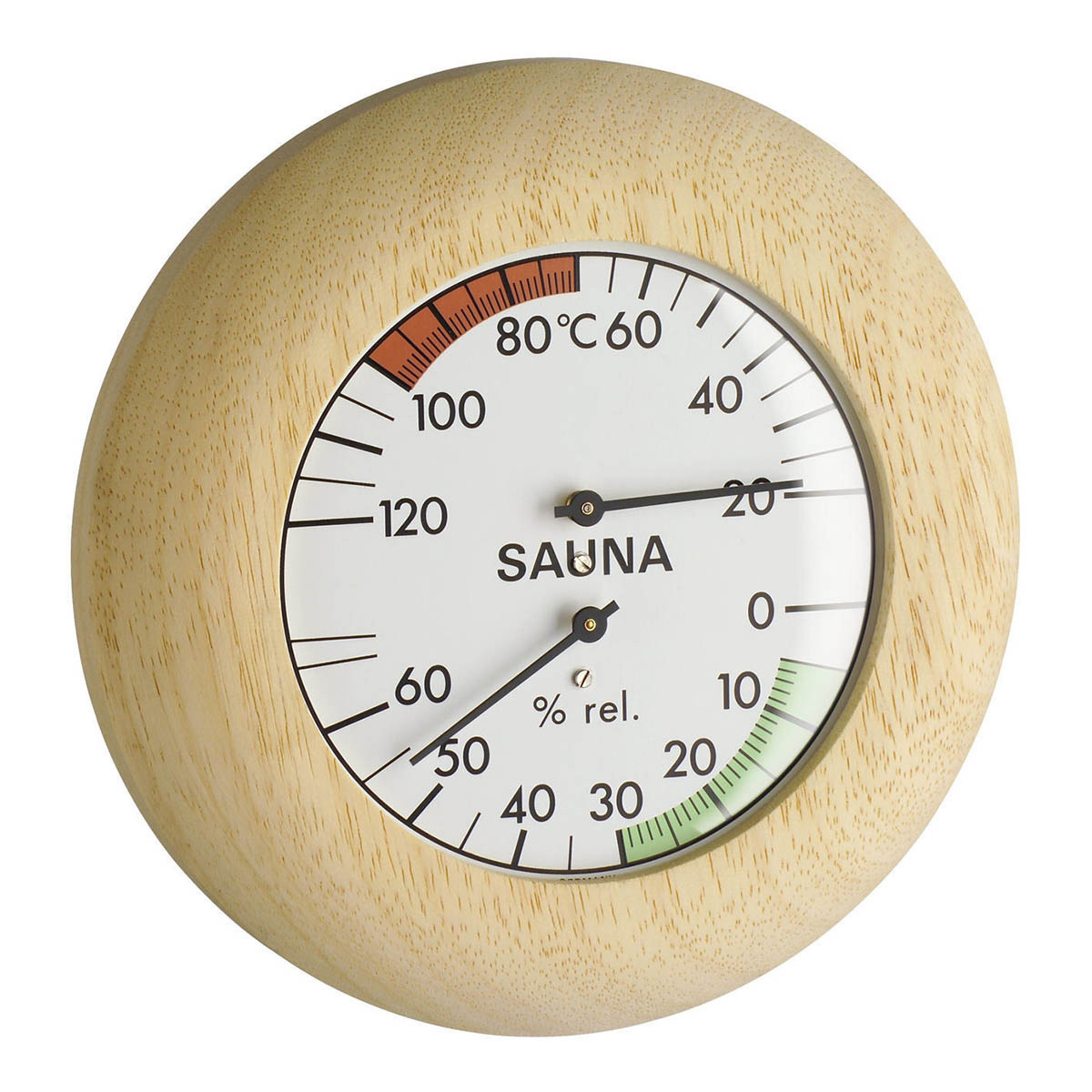 Analoges SaunaThermoHygrometer mit Holzrahmen TFA Dostmann
