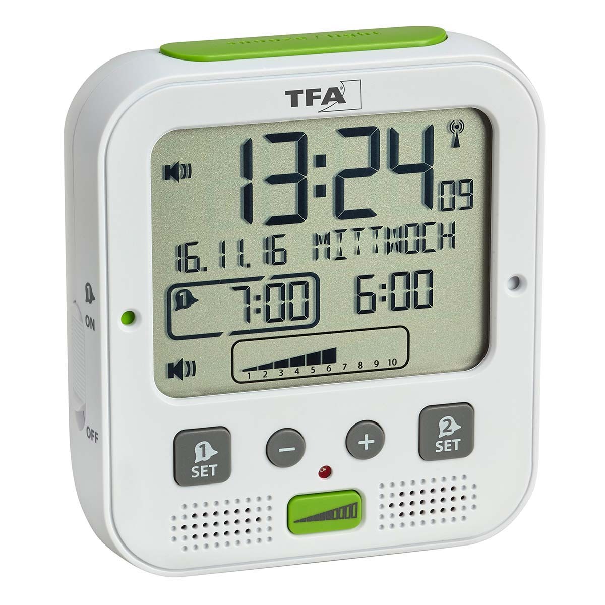 HighPerformance RadioControlled Alarm Clock with Vibration Alarm BOOM