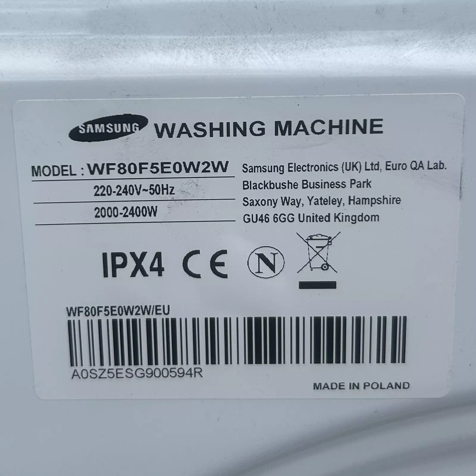 Front Concrete Counterweights for Samsung WF80F5E0W2W ecobubble Washing