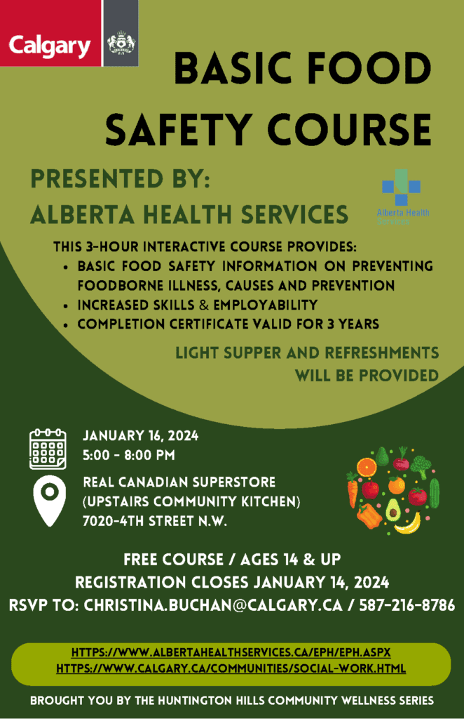 Free Local Basic Food Safety Course, Jan. 16