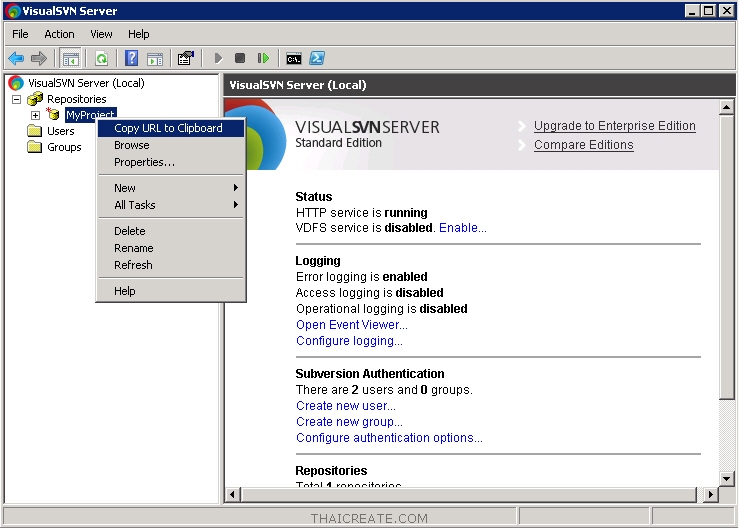 ตอนที่ 2 SVN ติดตั้ง VisualSVN Server เก็บ Version Control สร้าง