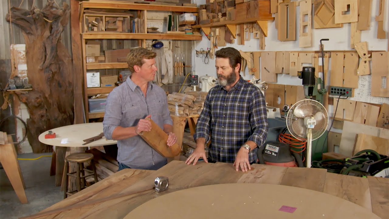 Touring Nick Offerman’s Wood Shop That Eric Alper