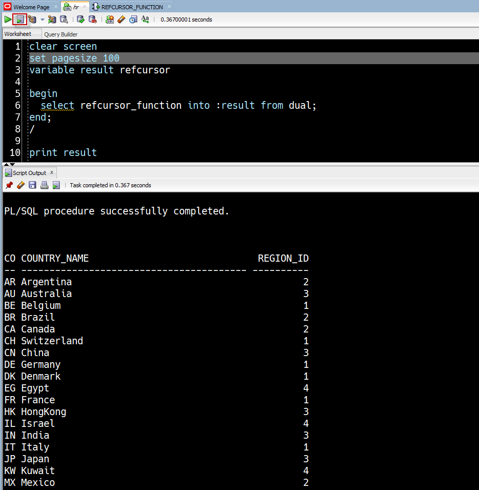 SQL Developer Tip Viewing REFCURSOR Output
