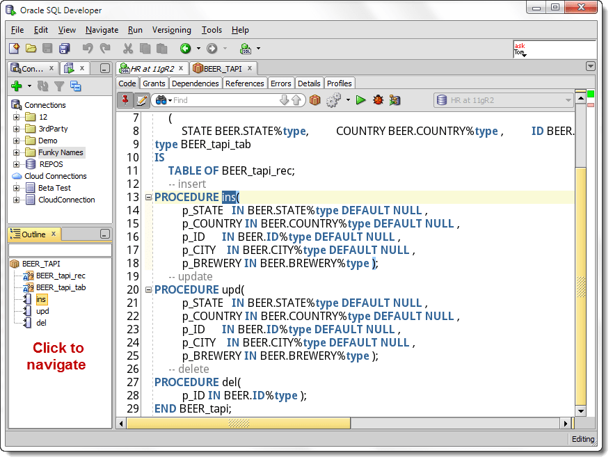 Quick Outline Navigating Your PL/SQL Packages in Oracle SQL Developer