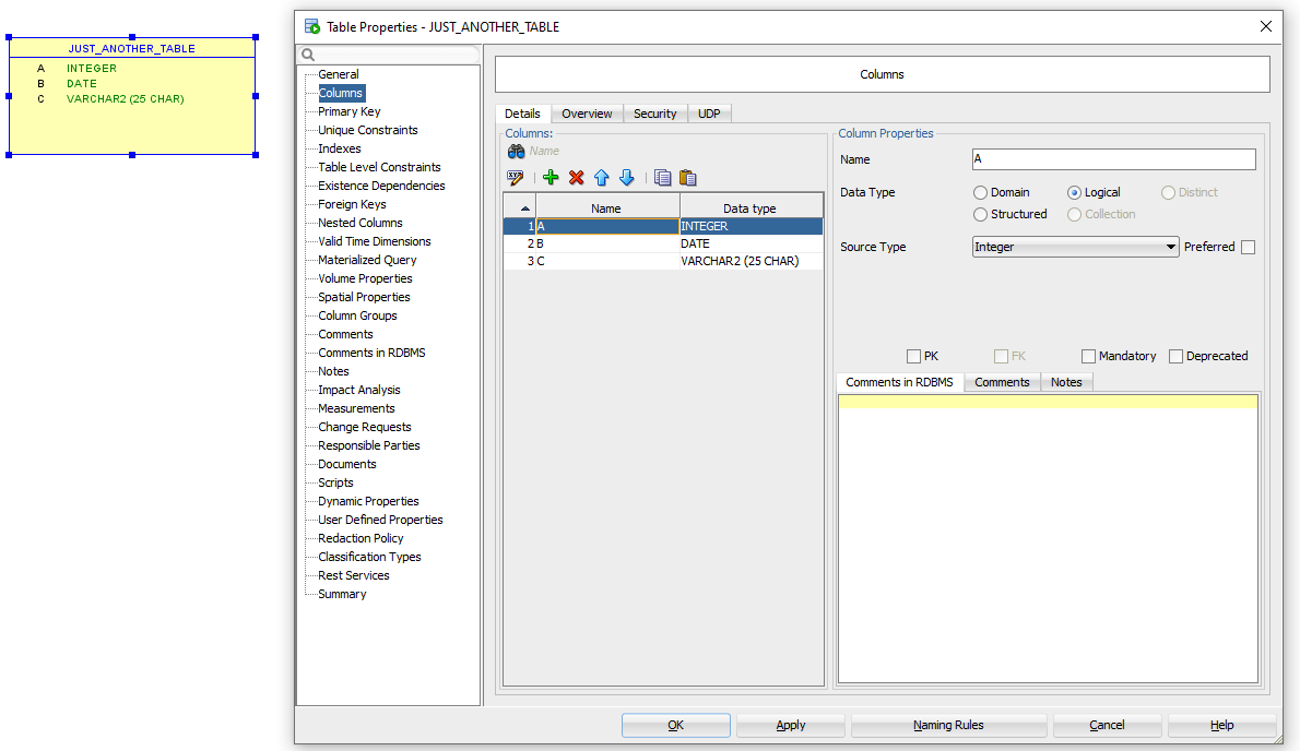 Including TABLESPACEs in Oracle SQL Developer Data Modeler