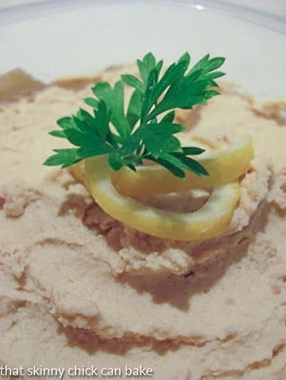 Classic hummus recipe flavored with garlic and lemon juice closeup view of hummus