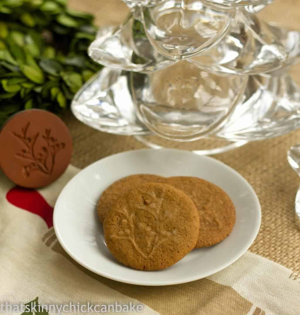 Ginger Crisps 2 3 ginger cookies on a small white plate