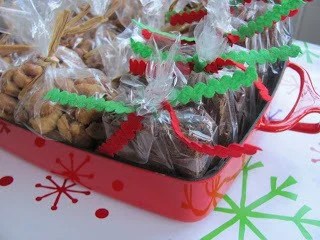 Packaged brownies for my holiday book club meeting