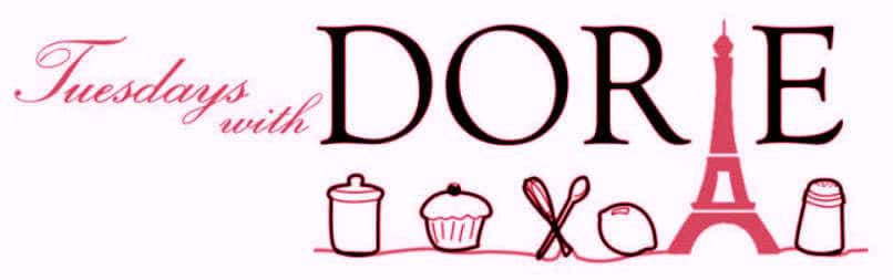 Tuesdays with Dorie logo Tuesdays with Dorie logo in black and pink lettering with a cupcake, spoons, lemon, Eiffel tower and more