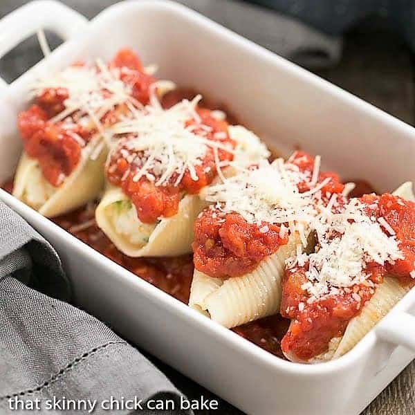 Spinach Stuffed Pasta Shells ready for the oven