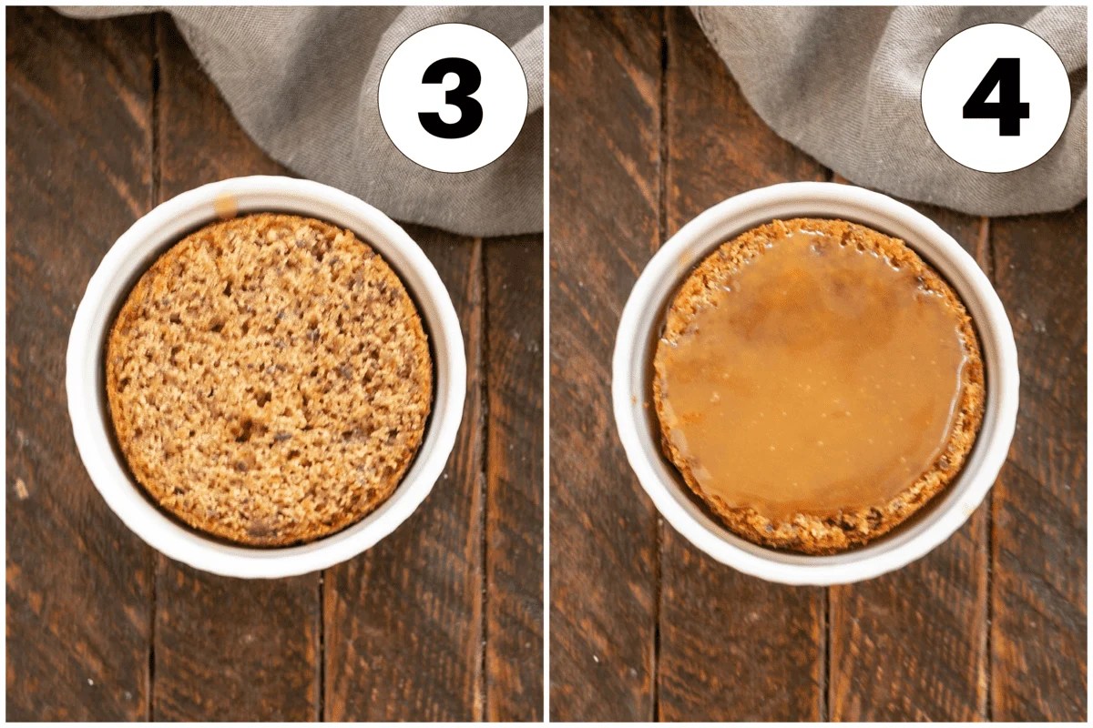 Sticky toffee pudding process shots 3, 4.