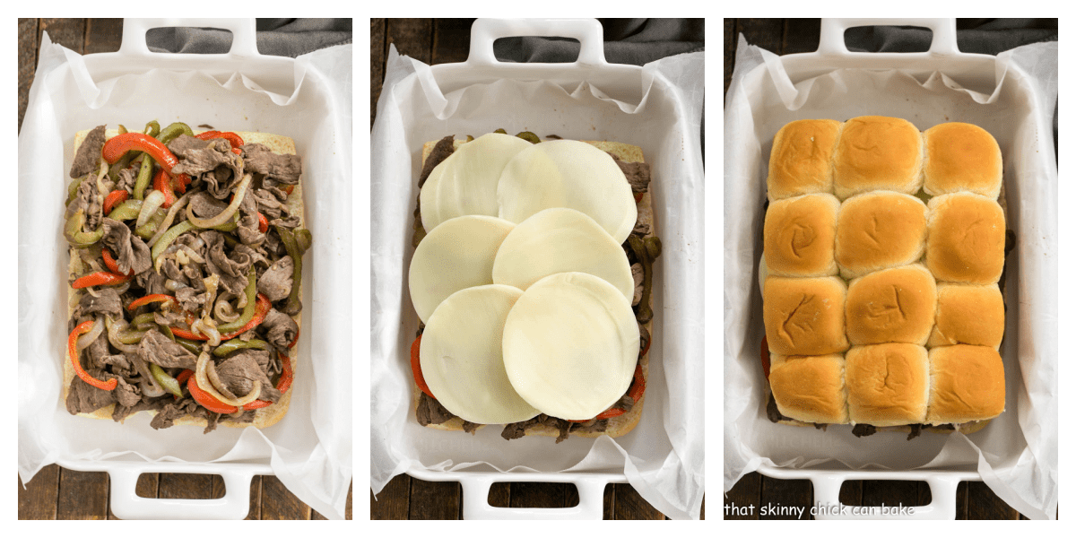 Philly Cheesecake Sliders Process shots.