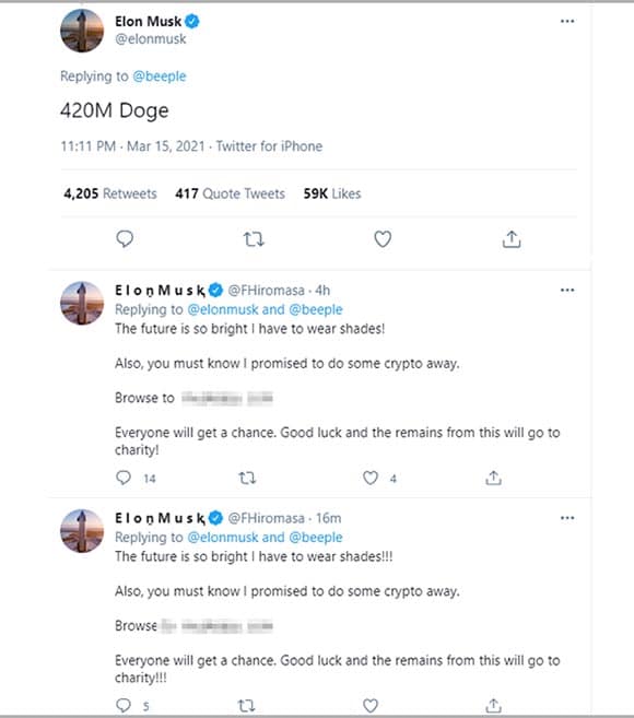 Beware cryptocurrency "giveaways" from "blue tick" Twitter accounts