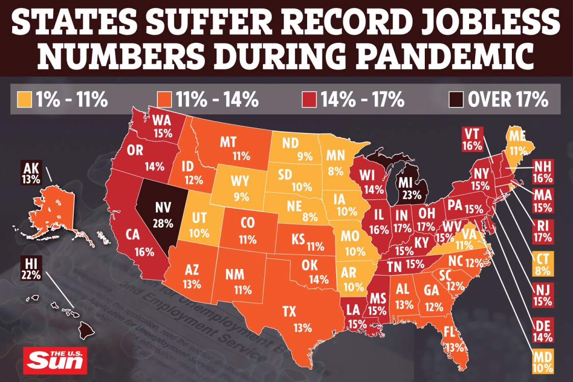 Unemployment map shows huge jobless spikes across the country with
