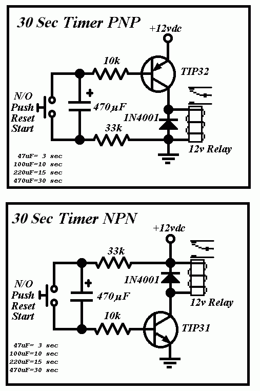 capacitor size for time delay
