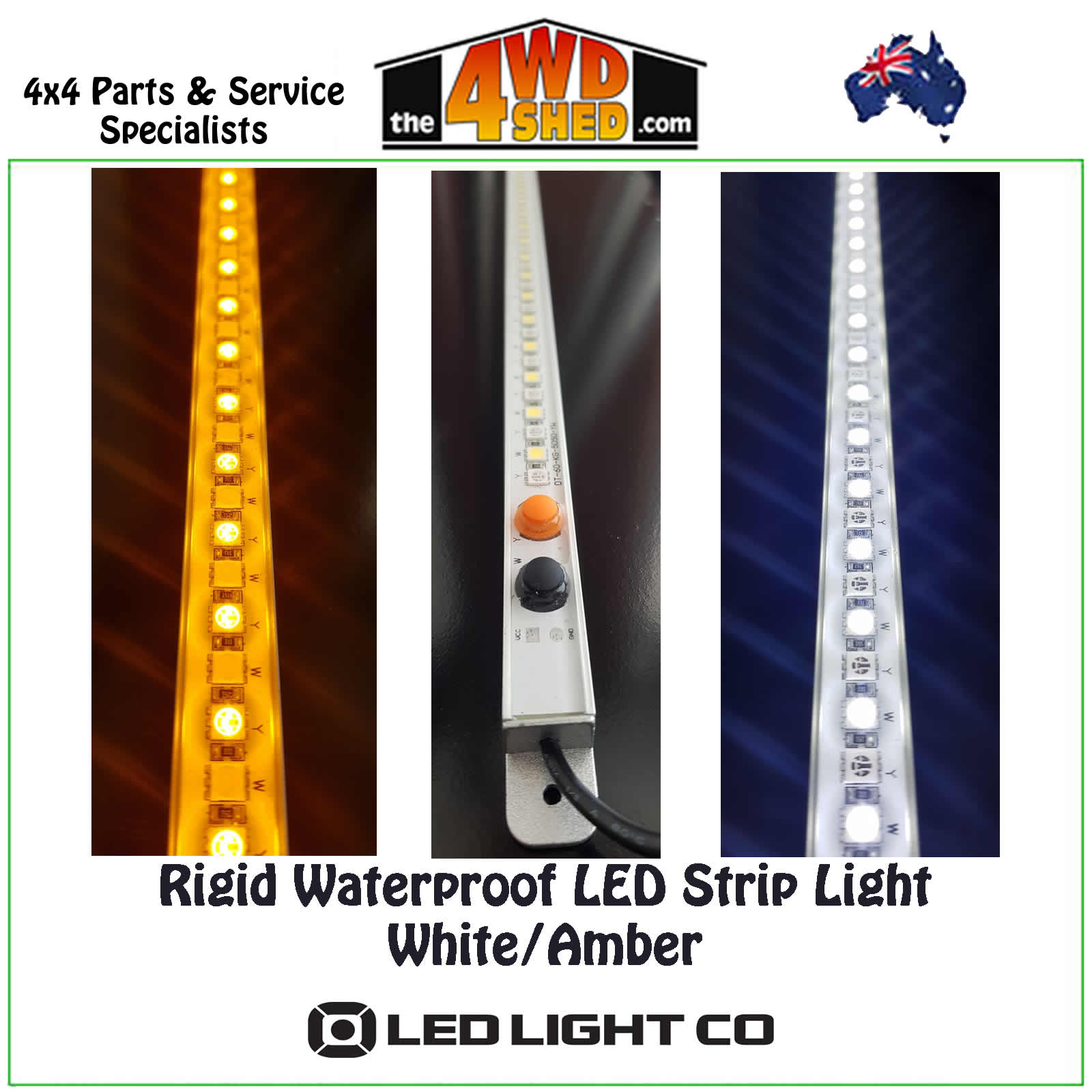 Rigid Waterproof LED Strip Light White/Amber