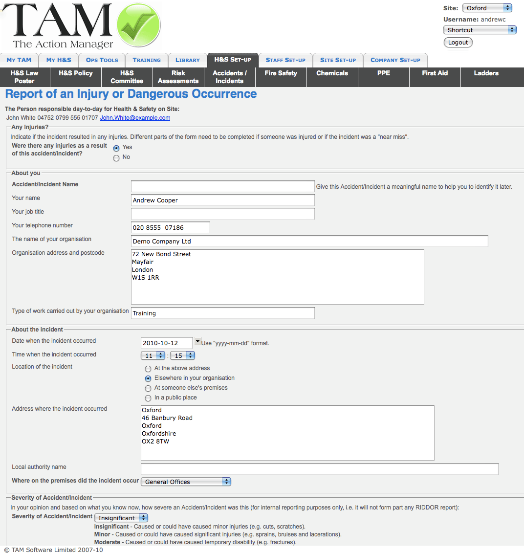 Accident Reporting Software, Incident Reporting, RIDDOR, Accident