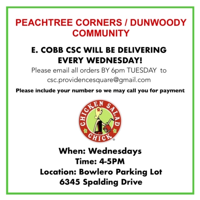 Chicken Salad Chick Delivering Every Wednesday! The Aha! Connection